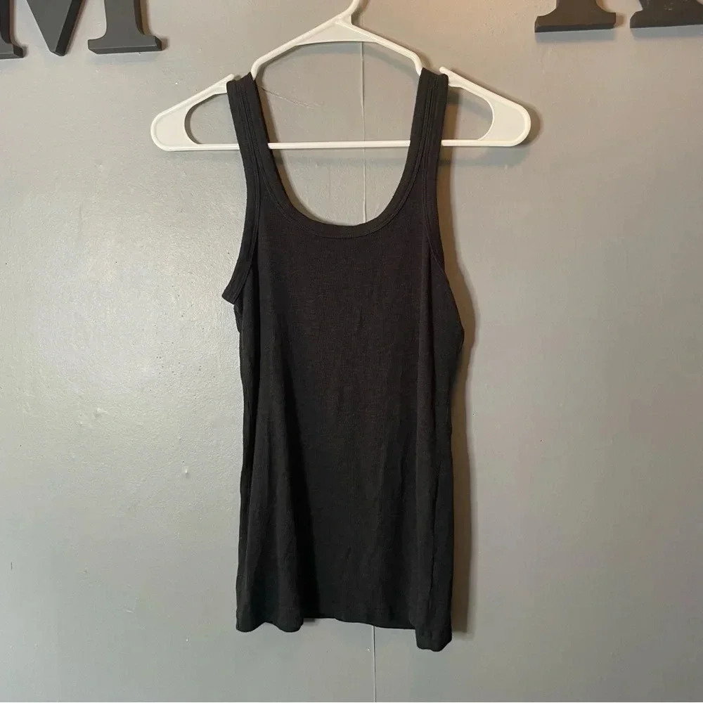 Aerie black ribbed tank top women's size small